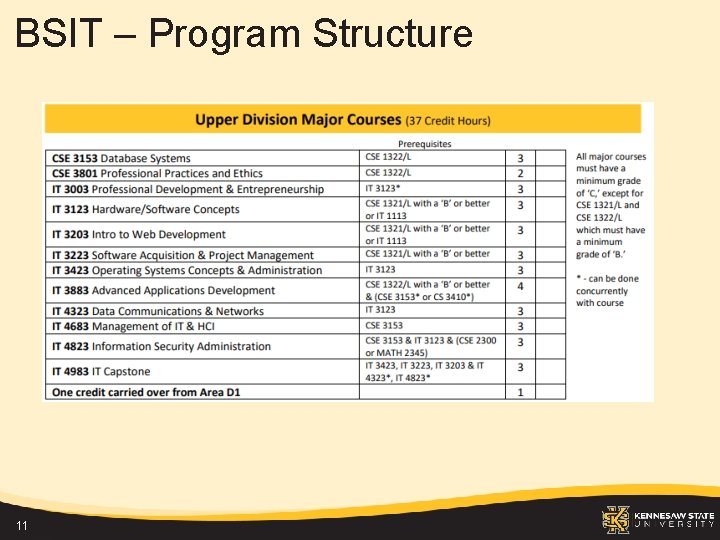 BSIT – Program Structure 11 