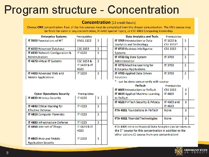Program structure - Concentration 9 