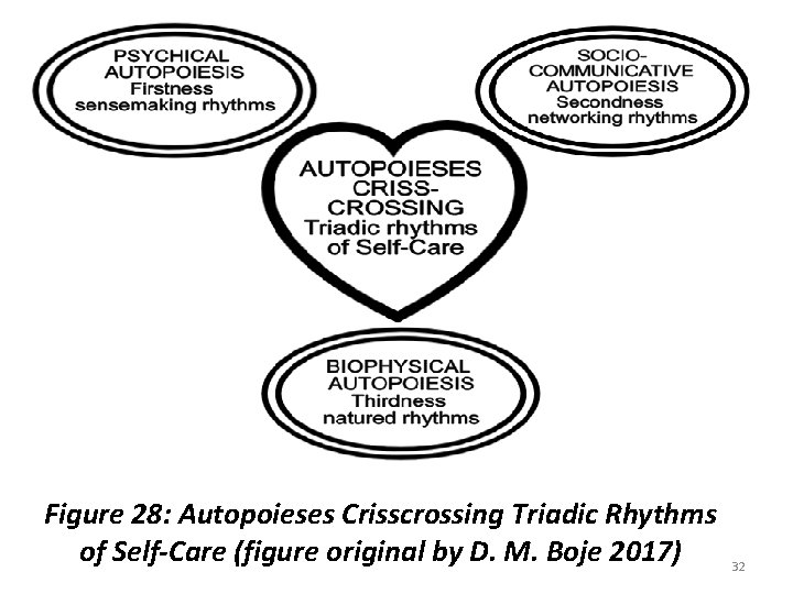 Figure 28: Autopoieses Crisscrossing Triadic Rhythms of Self-Care (figure original by D. M. Boje