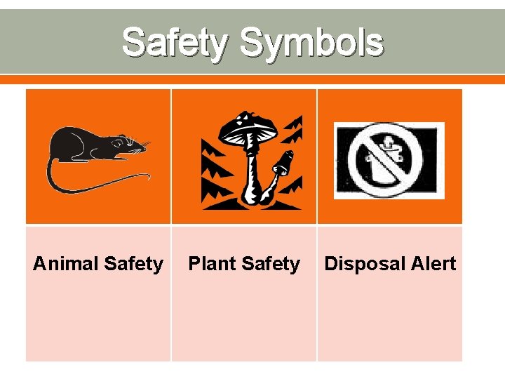 Safety Symbols Animal Safety Plant Safety Disposal Alert 