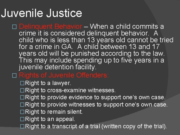 Juvenile Justice Delinquent Behavior – When a child commits a crime it is considered