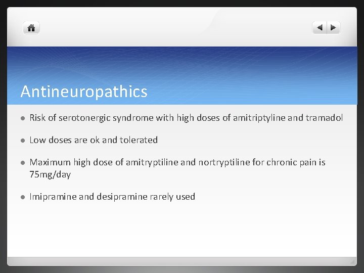 Antineuropathics l Risk of serotonergic syndrome with high doses of amitriptyline and tramadol l