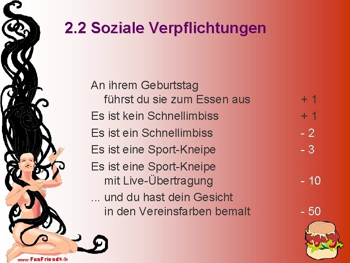 2. 2 Soziale Verpflichtungen An ihrem Geburtstag führst du sie zum Essen aus Es