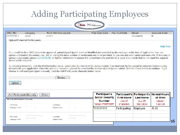 Adding Participating Employees 16 