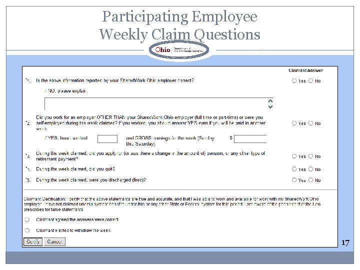 Participating Employee Weekly Claim Questions 17 