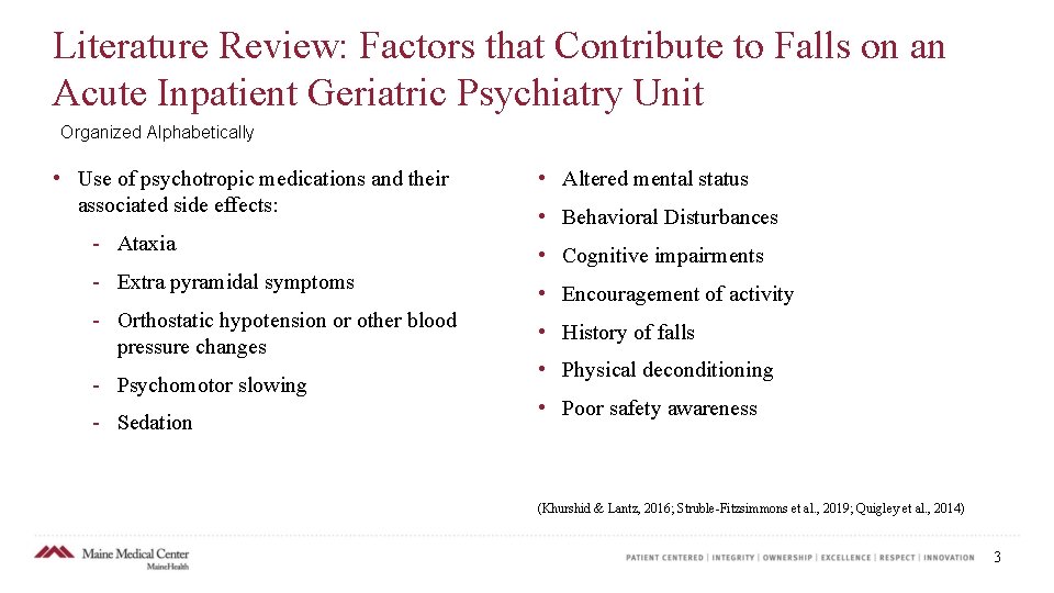 Literature Review: Factors that Contribute to Falls on an Acute Inpatient Geriatric Psychiatry Unit