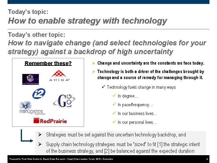 Today’s topic: How to enable strategy with technology Today’s other topic: How to navigate
