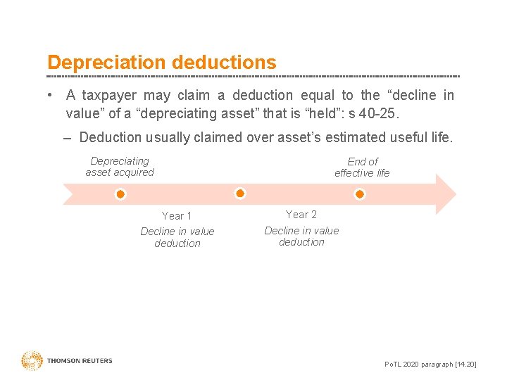 Depreciation deductions • A taxpayer may claim a deduction equal to the “decline in