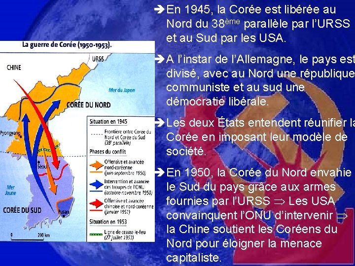 è En 1945, la Corée est libérée au Nord du 38ème parallèle par l’URSS