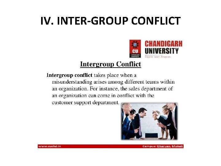 IV. INTER-GROUP CONFLICT IV. INTER-GROUP CONFLICT
