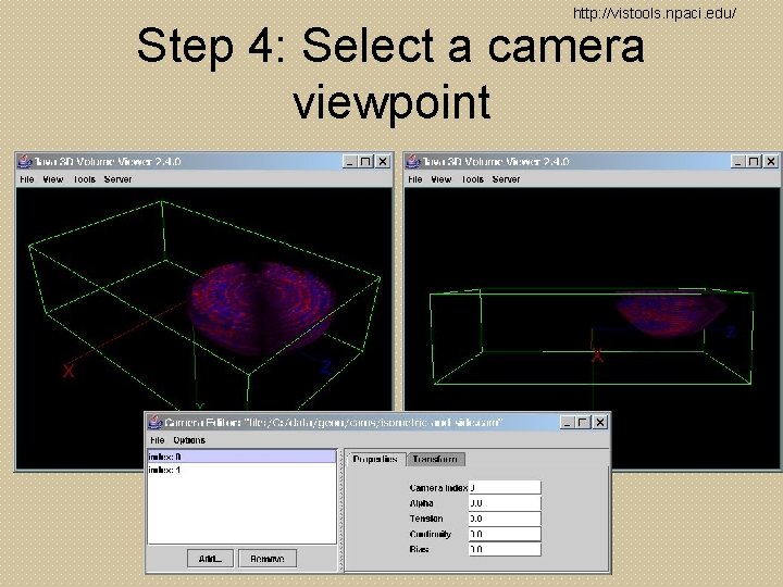 http: //vistools. npaci. edu/ Step 4: Select a camera viewpoint 
