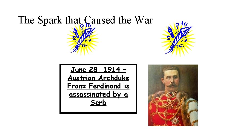 The Spark that Caused the War June 28, 1914 – Austrian Archduke Franz Ferdinand