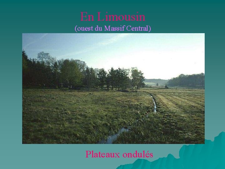 En Limousin (ouest du Massif Central) Plateaux ondulés 