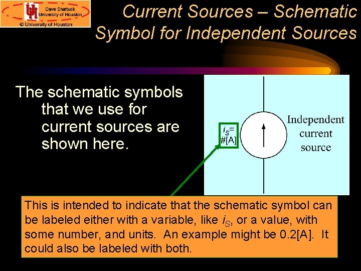 Current Sources – Schematic Symbol for Independent Sources The schematic symbols that we use