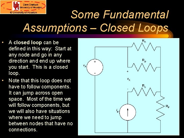 Some Fundamental Assumptions – Closed Loops • A closed loop can be defined in