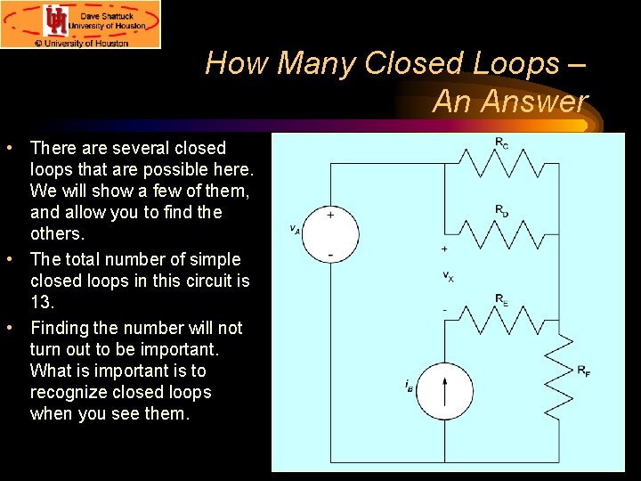 How Many Closed Loops – An Answer • There are several closed loops that