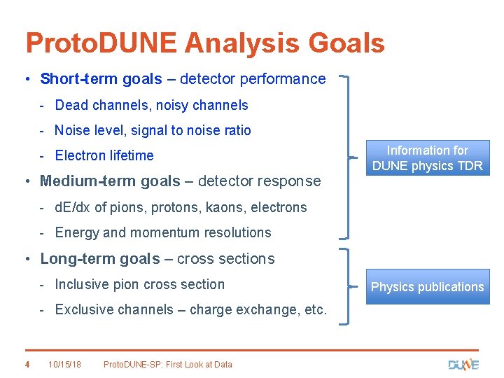 Proto. DUNE Analysis Goals • Short-term goals – detector performance - Dead channels, noisy