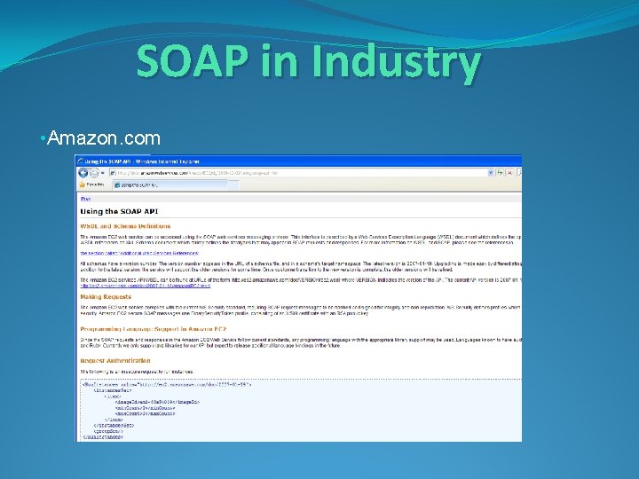 SOAP in Industry • Amazon. com 