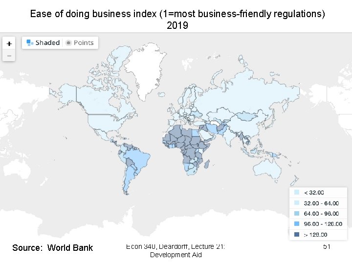 Ease of doing business index (1=most business-friendly regulations) 2019 Source: World Bank Econ 340,