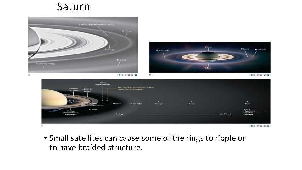 Saturn • Small satellites can cause some of the rings to ripple or to