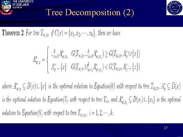 Tree Decomposition (2) 17 