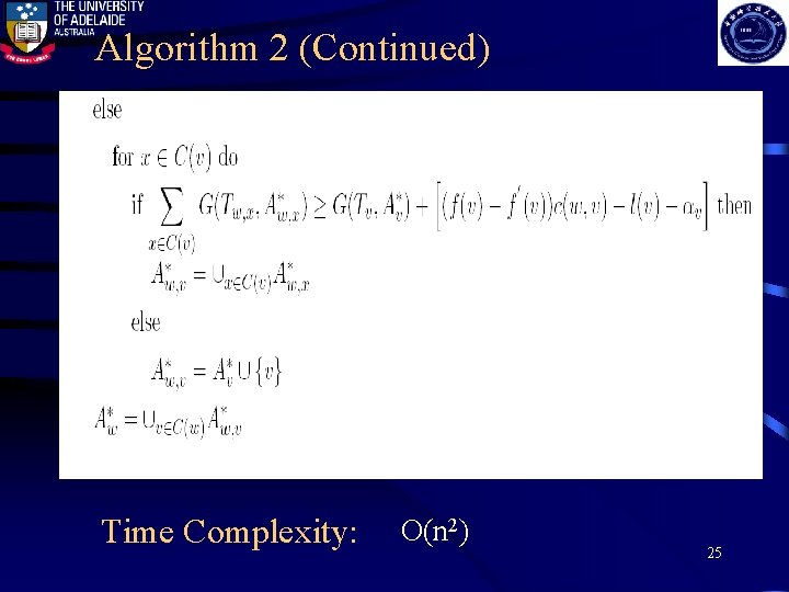 Algorithm 2 (Continued) Time Complexity: O(n 2) 25 