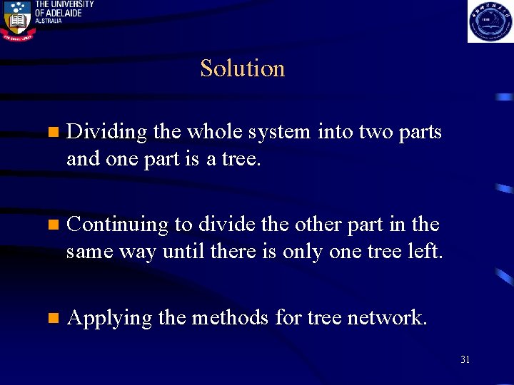 Solution n Dividing the whole system into two parts and one part is a