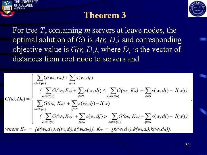 Theorem 3 For tree Tr containing m servers at leave nodes, the optimal solution