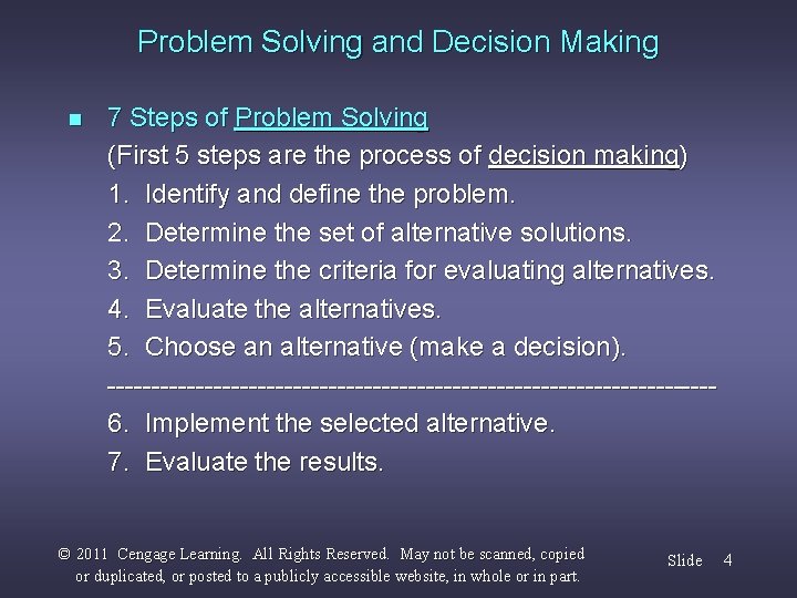 Problem Solving and Decision Making n 7 Steps of Problem Solving (First 5 steps