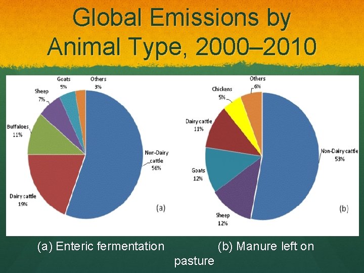 Global Emissions by Animal Type, 2000– 2010 (a) Enteric fermentation (b) Manure left on