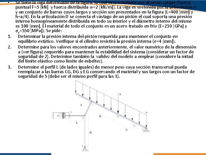 Se tiene la viga deformable de la figura, la cual está solicitada con diversas