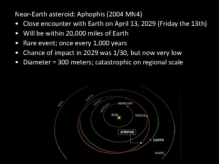Near-Earth asteroid: Aphophis (2004 MN 4) • Close encounter with Earth on April 13,