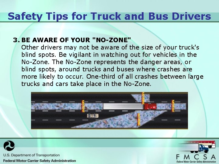 Safety Tips for Truck and Bus Drivers 3. BE AWARE OF YOUR "NO-ZONE" Other