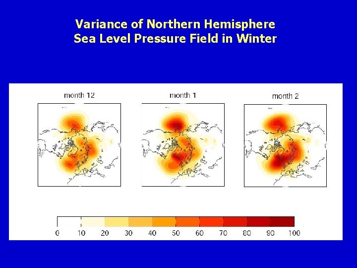 Variance of Northern Hemisphere Sea Level Pressure Field in Winter 