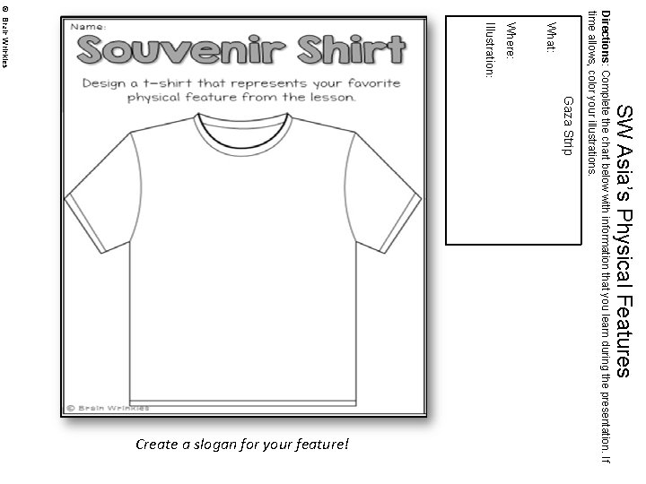 SW Asia’s Physical Features Gaza Strip Directions: Complete the chart below with information that