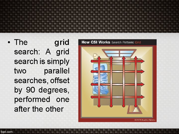  • The grid search: A grid search is simply two parallel searches, offset