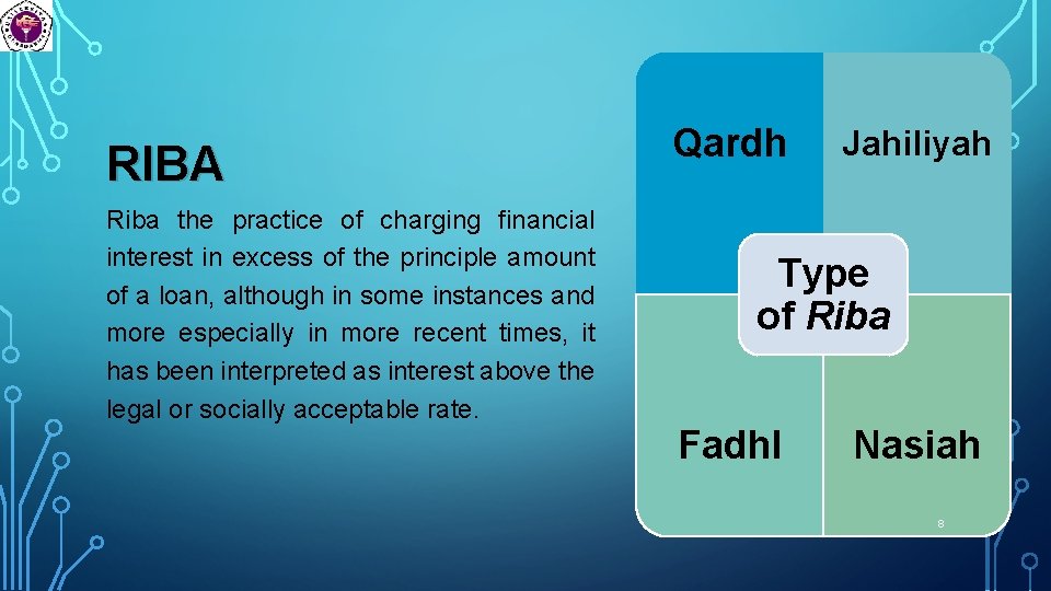 RIBA Riba the practice of charging financial interest in excess of the principle amount