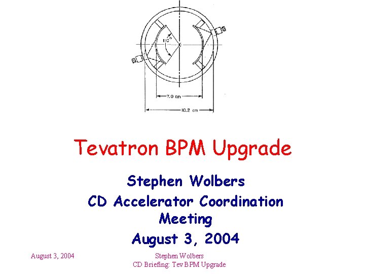 Tevatron BPM Upgrade Stephen Wolbers CD Accelerator Coordination Meeting August 3, 2004 Stephen Wolbers
