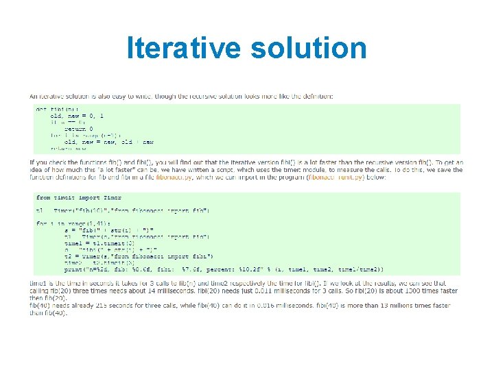 Iterative solution Iterative solution