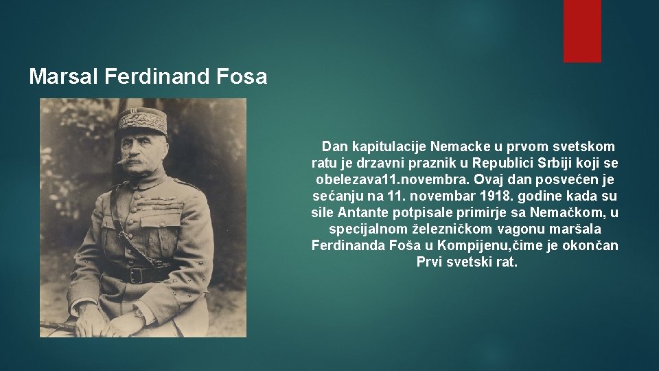 Marsal Ferdinand Fosa Dan kapitulacije Nemacke u prvom svetskom ratu je drzavni praznik u