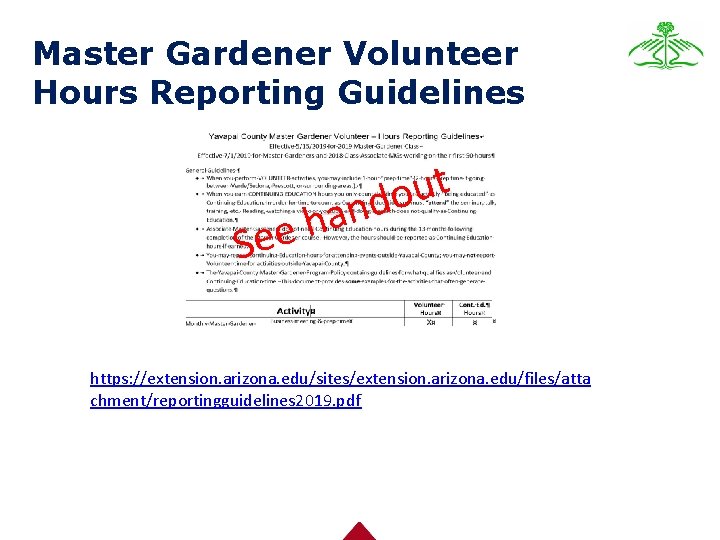 Master Gardener Volunteer Hours Reporting Guidelines See t u o d n ha https: