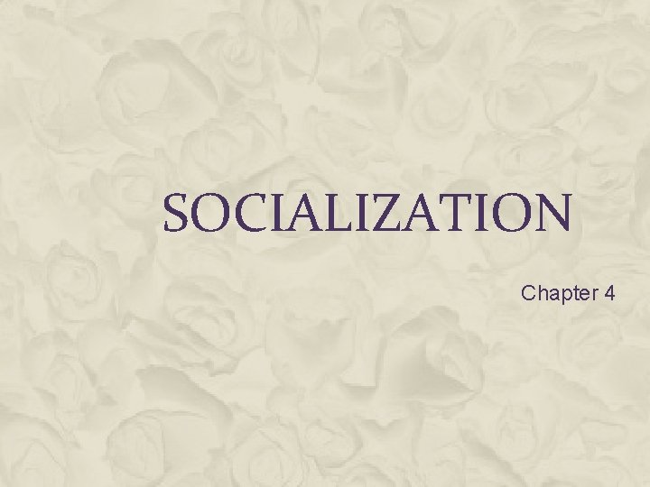 SOCIALIZATION Chapter 4 