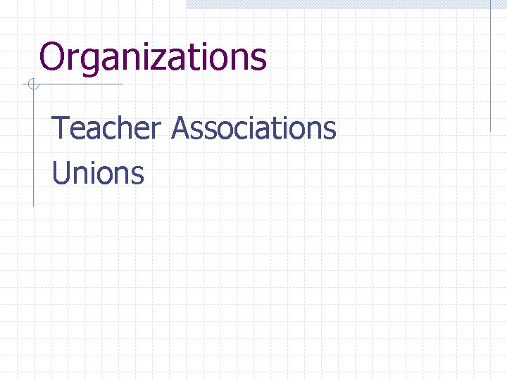 Organizations Teacher Associations Unions 