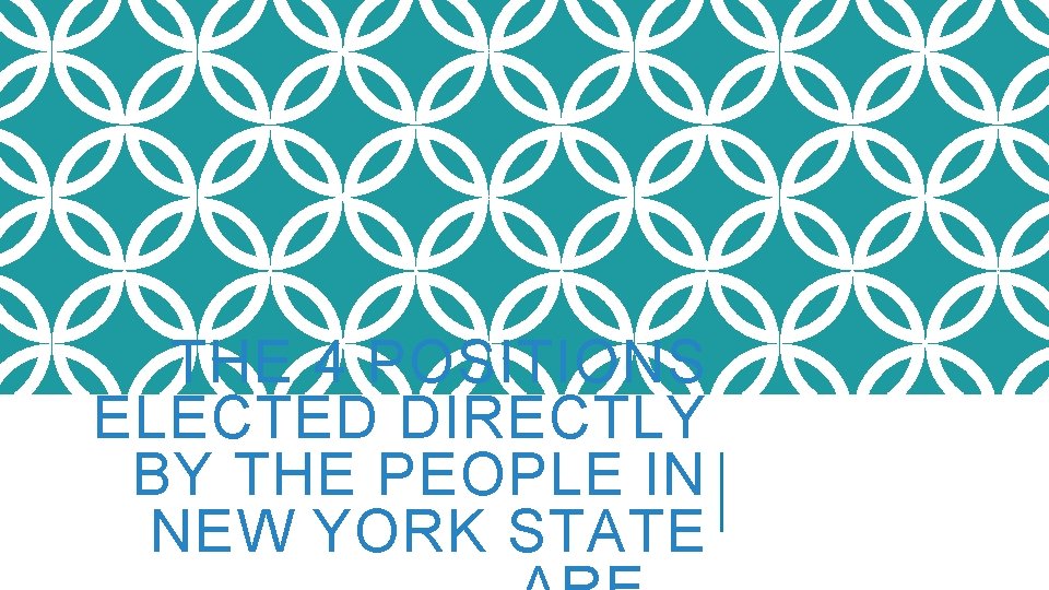 THE 4 POSITIONS ELECTED DIRECTLY BY THE PEOPLE IN NEW YORK STATE 