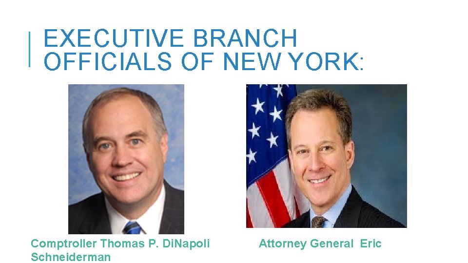 EXECUTIVE BRANCH OFFICIALS OF NEW YORK: Comptroller Thomas P. Di. Napoli Schneiderman Attorney General