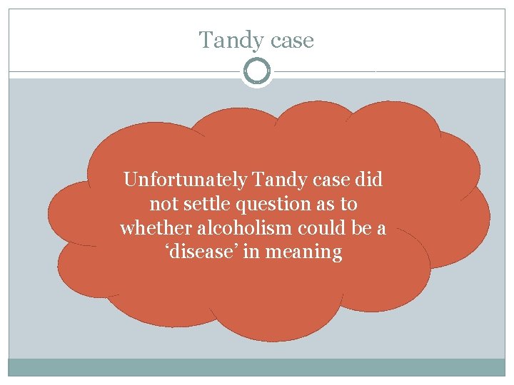 Tandy case Unfortunately Tandy case did not settle question as to whether alcoholism could