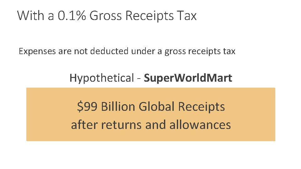 With a 0. 1% Gross Receipts Tax Expenses are not deducted under a gross