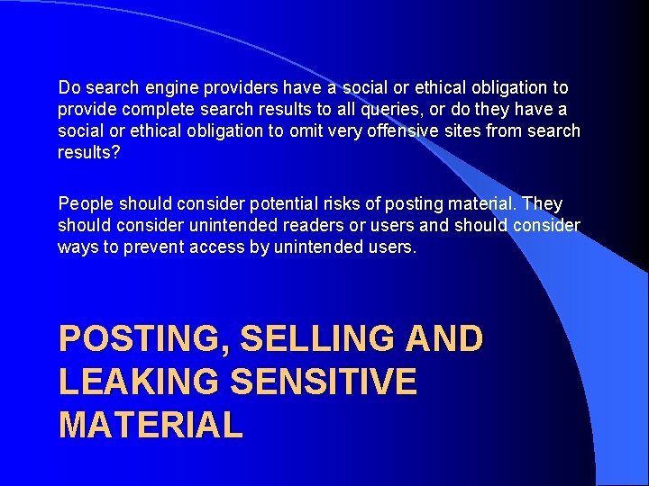 Do search engine providers have a social or ethical obligation to provide complete search