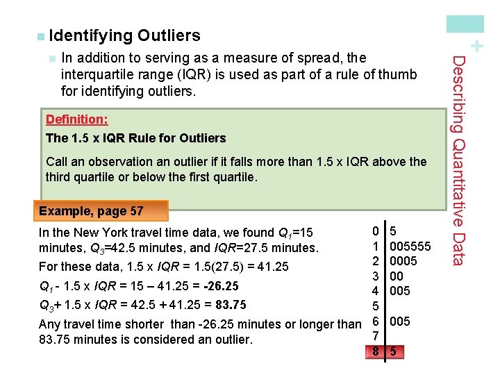 In addition to serving as a measure of spread, the interquartile range (IQR) is