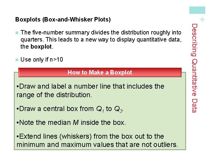 The five-number summary divides the distribution roughly into quarters. This leads to a new